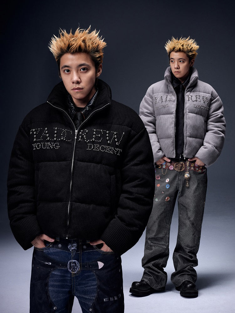 YADcrew Metal Pearl Knit Puffer Jacket | Face 3 Face