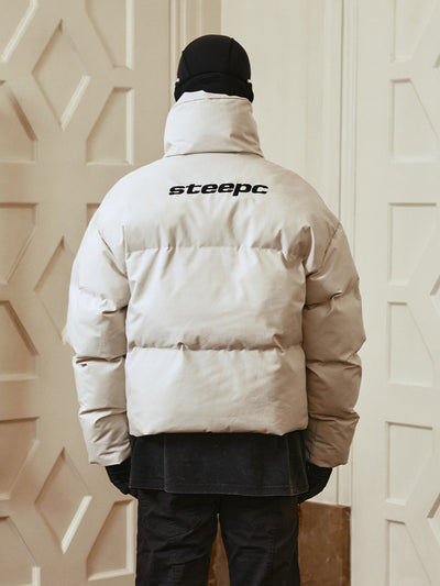 STEEPC Oblique Zip Up Embroidery Puffer Jacket | Face 3 Face