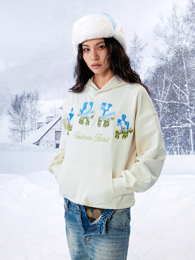 YADcrew Blue Sky Flower Puzzle Embroidery Hoodie | Face 3 Face