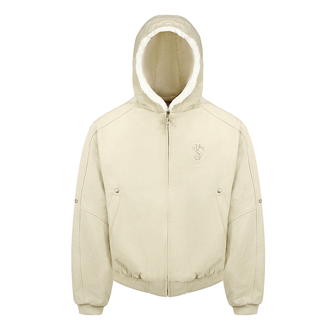 Small Town Kid Studded Cross Fur Work Jacket | Face 3 Face