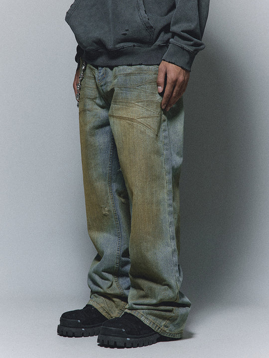 ANTIDOTE Micro Slim Dirty Herringbone Stripe Mud Dye Jeans | Face 3 Face