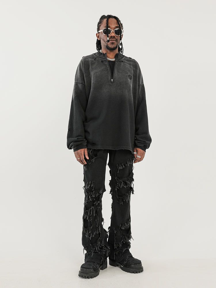 F3F Select High Street Fringe Destruction Black Micro Jeans