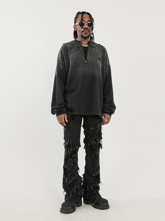 F3F Select High Street Fringe Destruction Black Micro Jeans