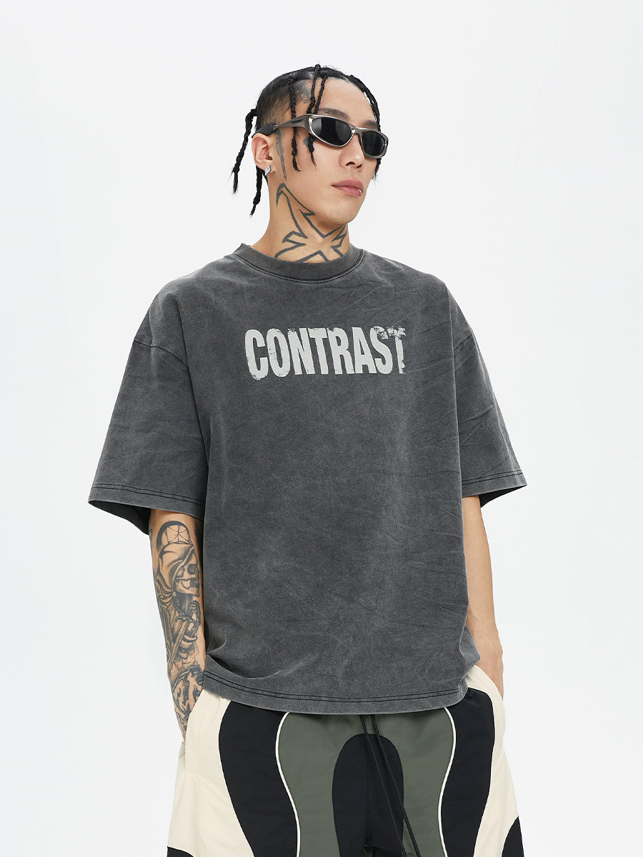 F2CE Basic Slogan Print Vintage Tee