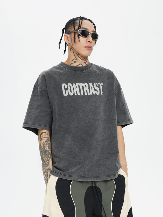 F2CE Basic Slogan Print Vintage Tee