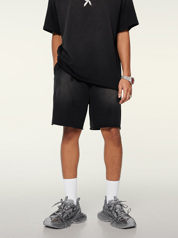 F3F Select Washed Distressed Cut Off Short Sweatpants