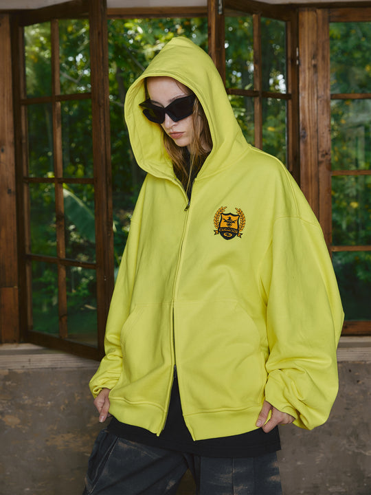 STEEPC Sparkling Fluorescent Yellow Zip Hoodie | Face 3 Face