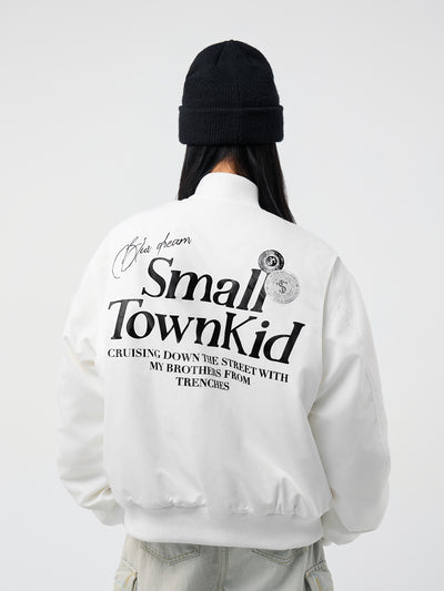 Small Town Kid Badge Logo MA-1 Bomber Jacket | Face 3 Face