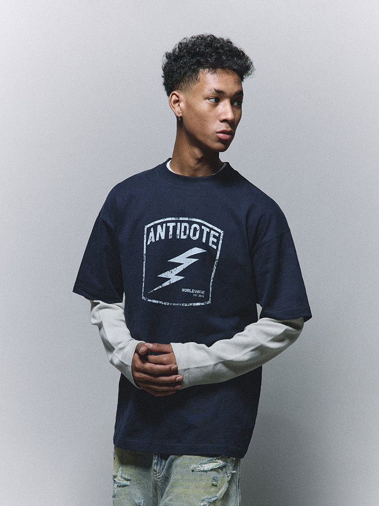 ANTIDOTE Fake Two Piece Waffle Print Long Sleeve Tee | Face 3 Face