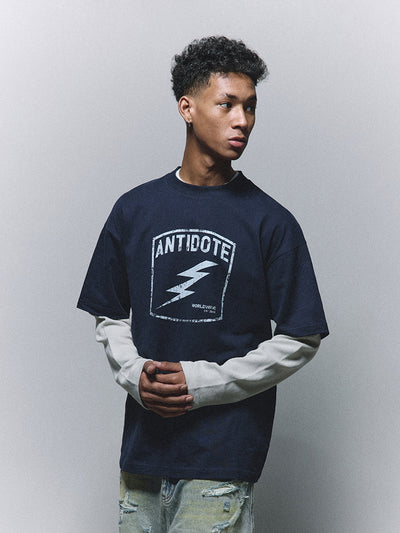 ANTIDOTE Fake Two Piece Waffle Print Long Sleeve Tee | Face 3 Face