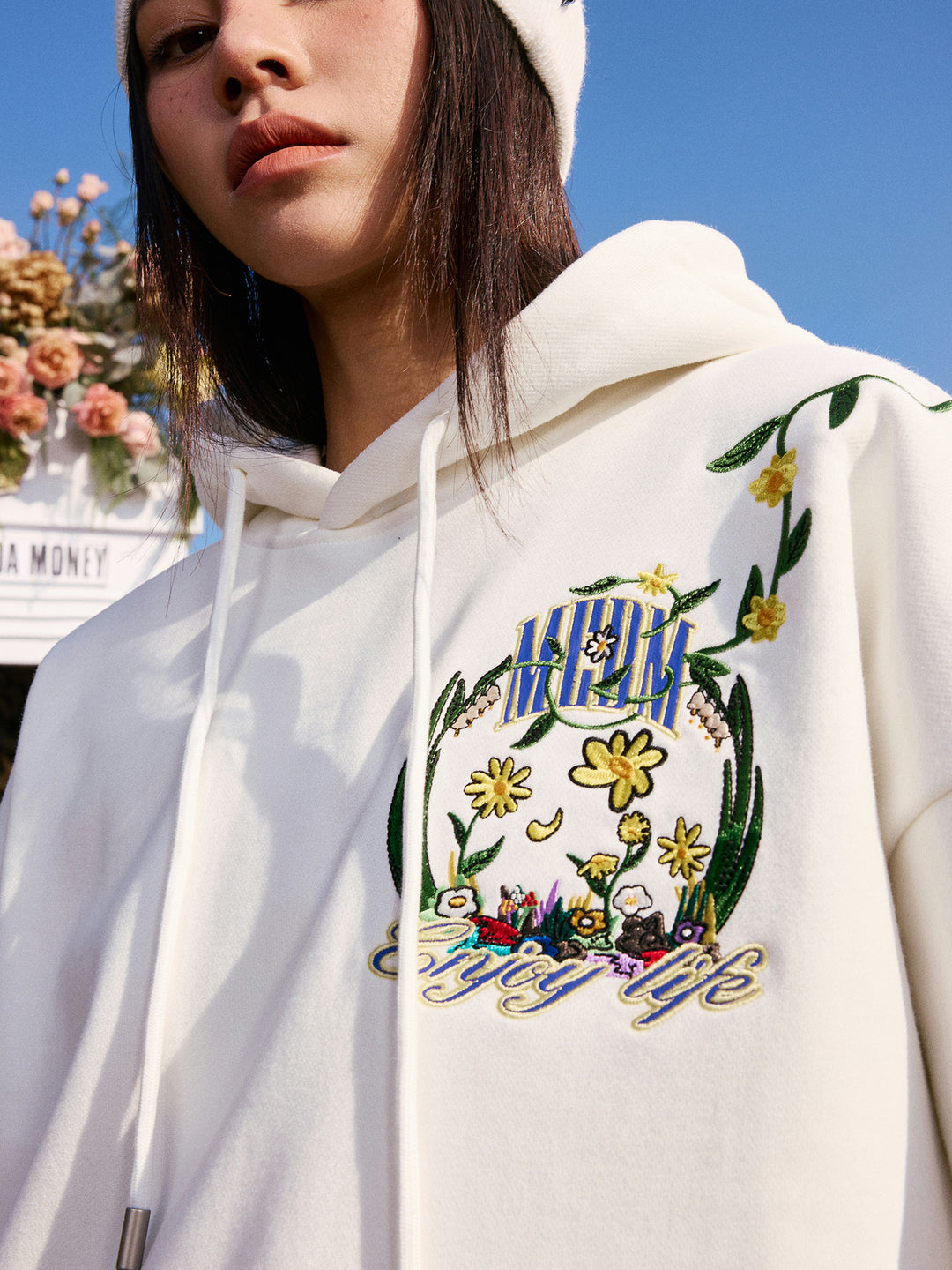 MEDM Embroidered Flowers Hoodie