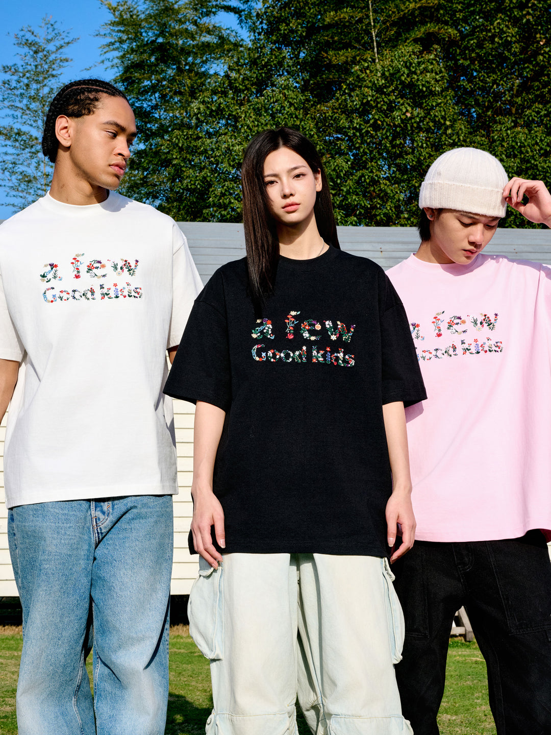 AFGK Floral Letter Embroidery Tee