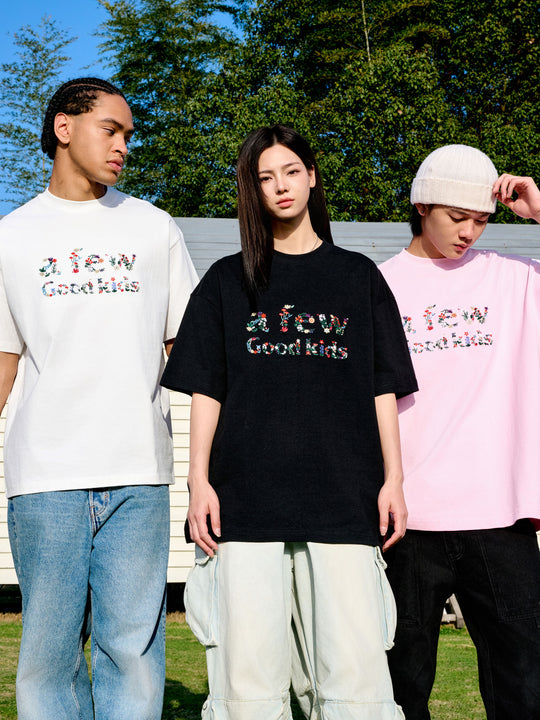 AFGK Floral Letter Embroidery Tee