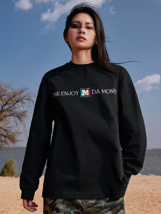 MEDM Flag Label Embroidery Long Sleeved Tee