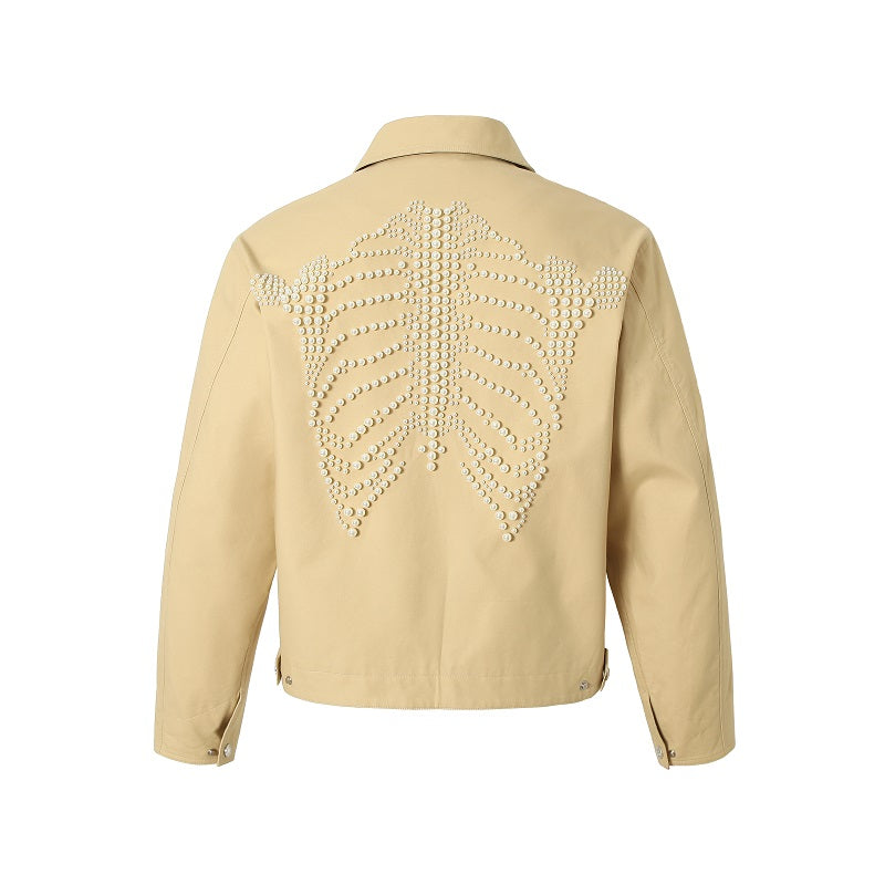 YADcrew Skeleton Pearl Beadwork Crafted Work Jacket | Face 3 Face