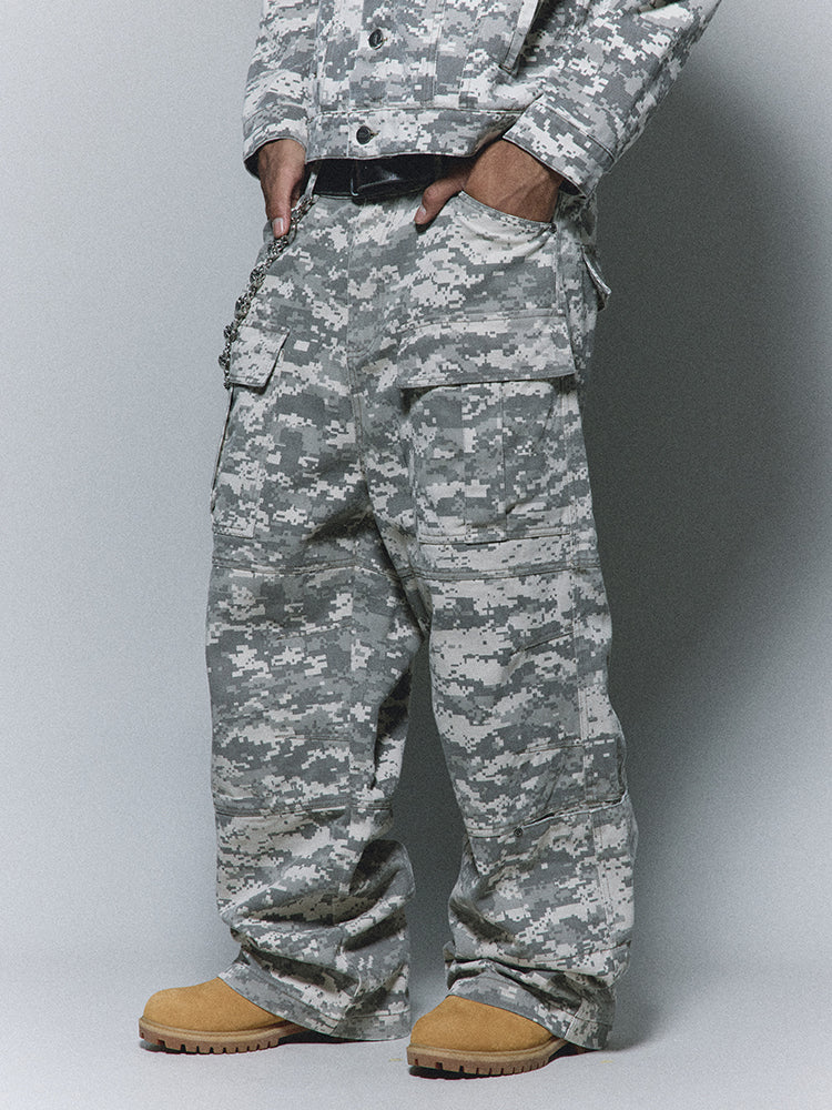 ANTIDOTE Mosaic Camouflage Large Pockets Baggy Cargo Pants | Face 3 Face