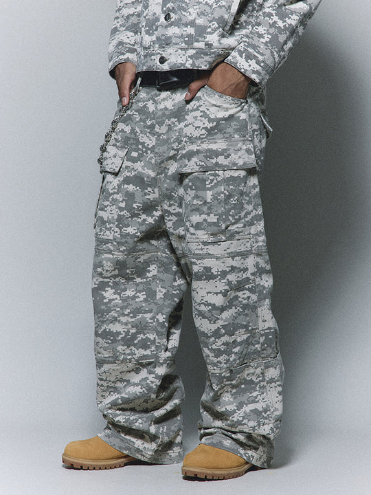 ANTIDOTE Mosaic Camouflage Large Pockets Baggy Cargo Pants | Face 3 Face