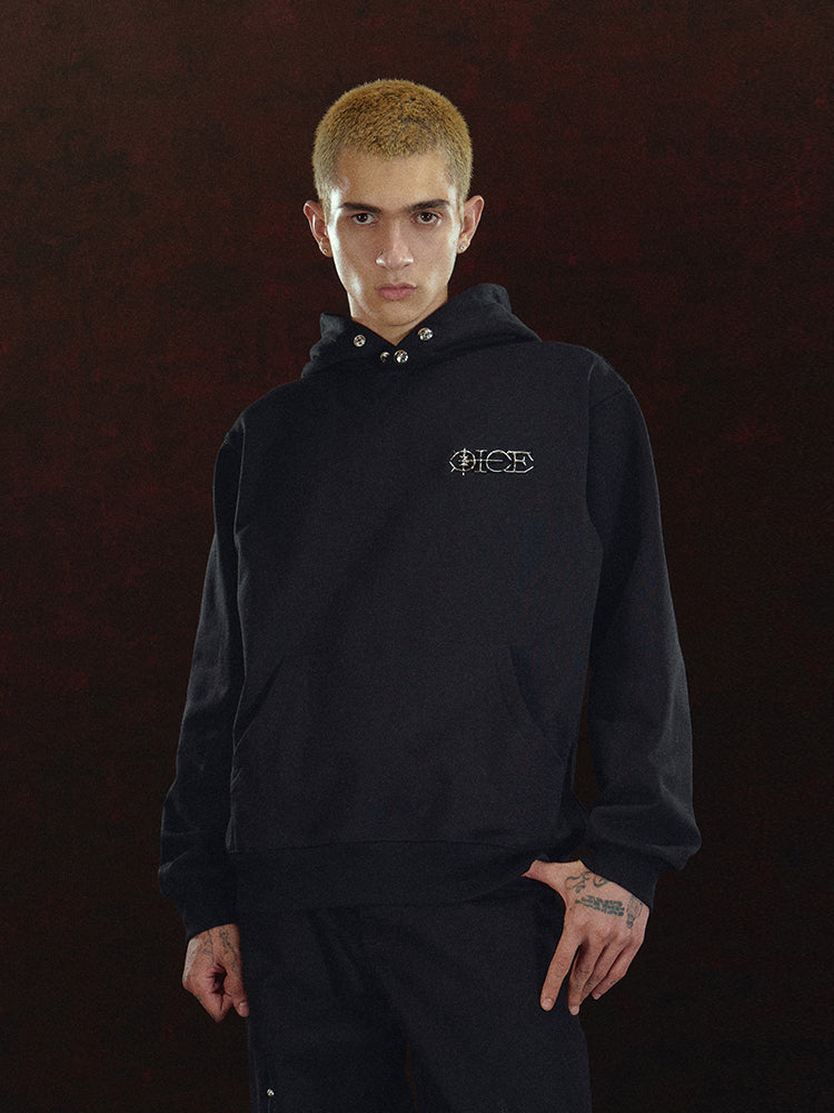 DICETINY Metal Logo & Button Hoodie | Face 3 Face