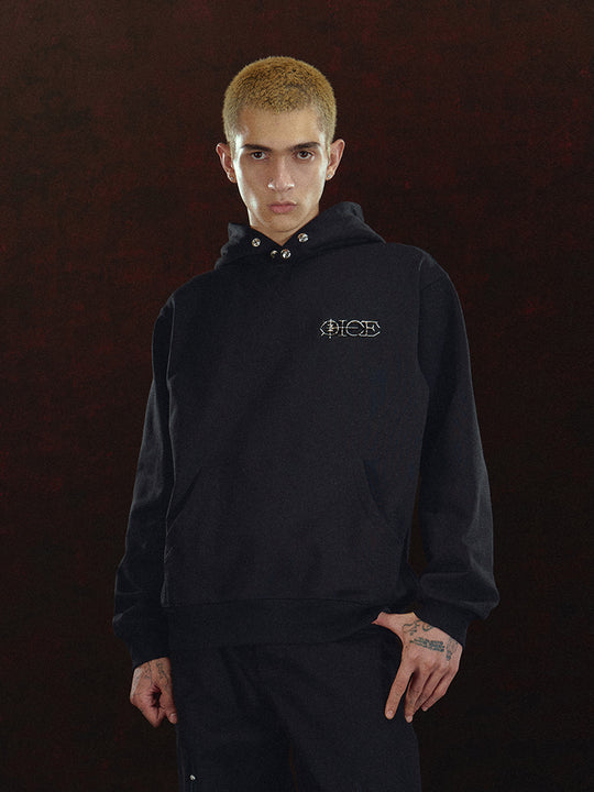 DICETINY Metal Logo & Button Hoodie | Face 3 Face