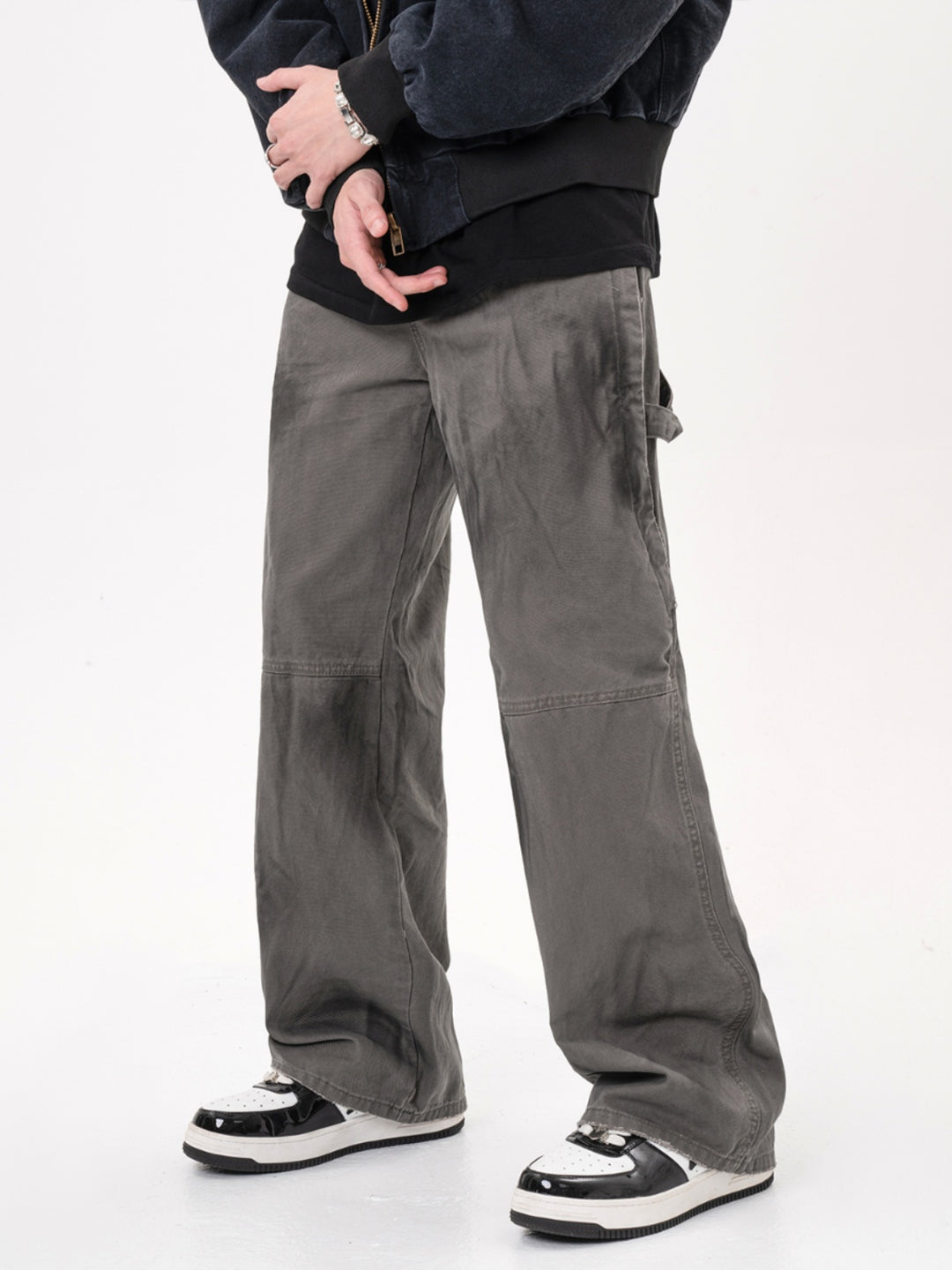 F3F Select Retro Washed Distressed Strappy Work Pants