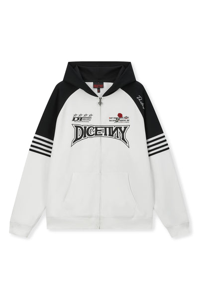 DICETINY Rose Embroidery Logo Printed Zip Up Hoodie | Face 3 Face