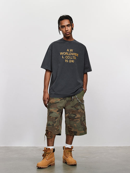 ANTIDOTE Washed Aged Font Clashing Letter Printed Tee
