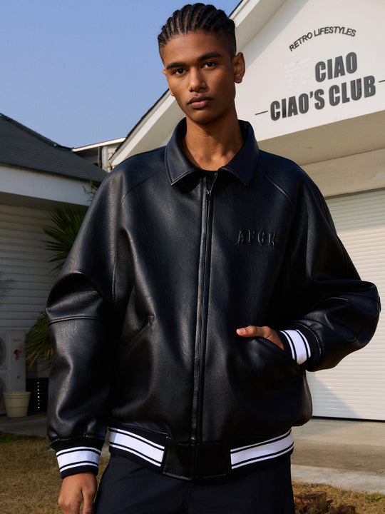 AFGK Angel Leather Varsity Jacket