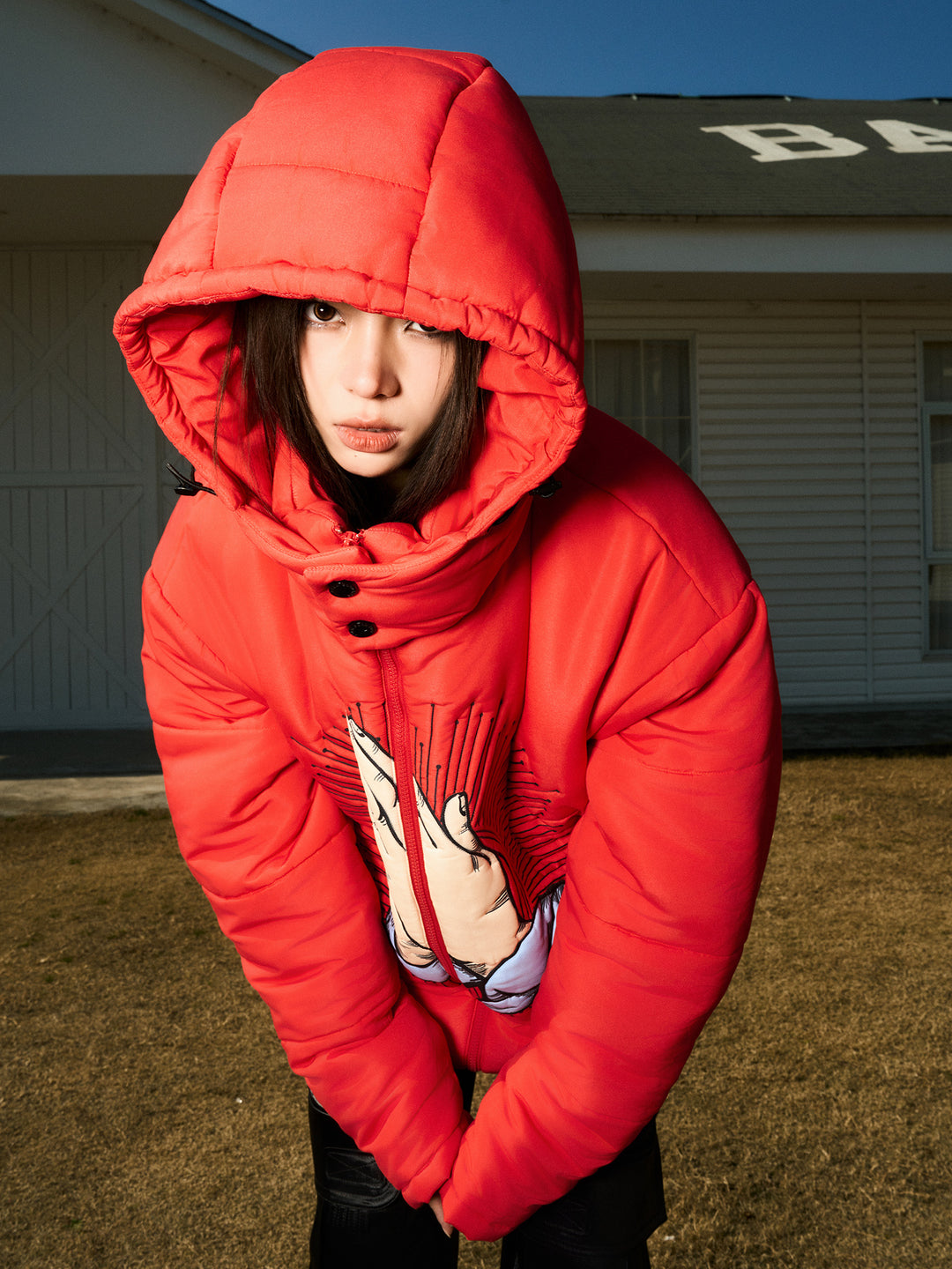 AFGK Prayer Logo Embroidery Gesture Printed Jacket