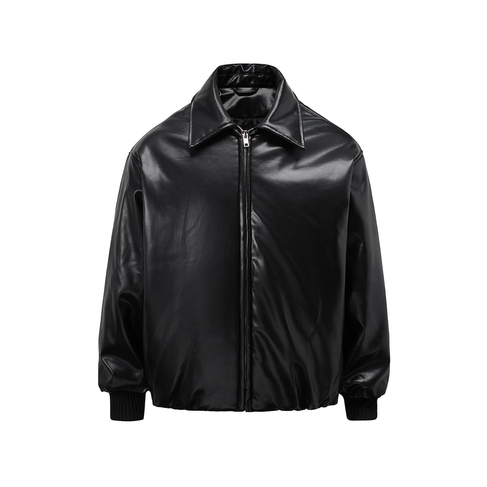 F3F Select PU Leather Bomber Puffer Jacket | Face 3 Face