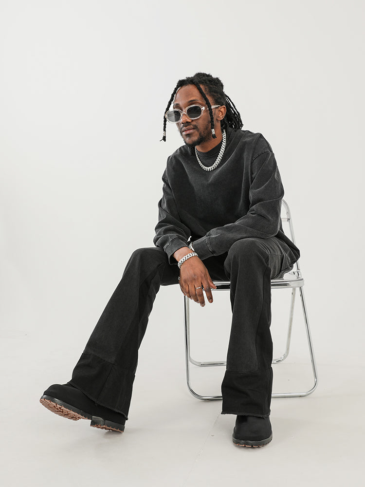 F3F Select Design Stitching Black Flare Jeans