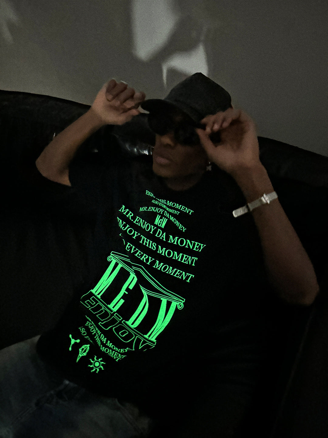 MEDM Letter Full Print Glow In The Dark Tee