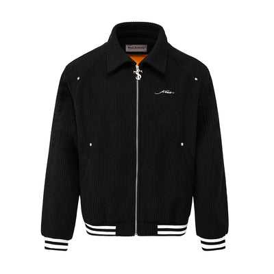 Small Town Kid Rivet Cross Patch Corduroy Varsity Jacket | Face 3 Face