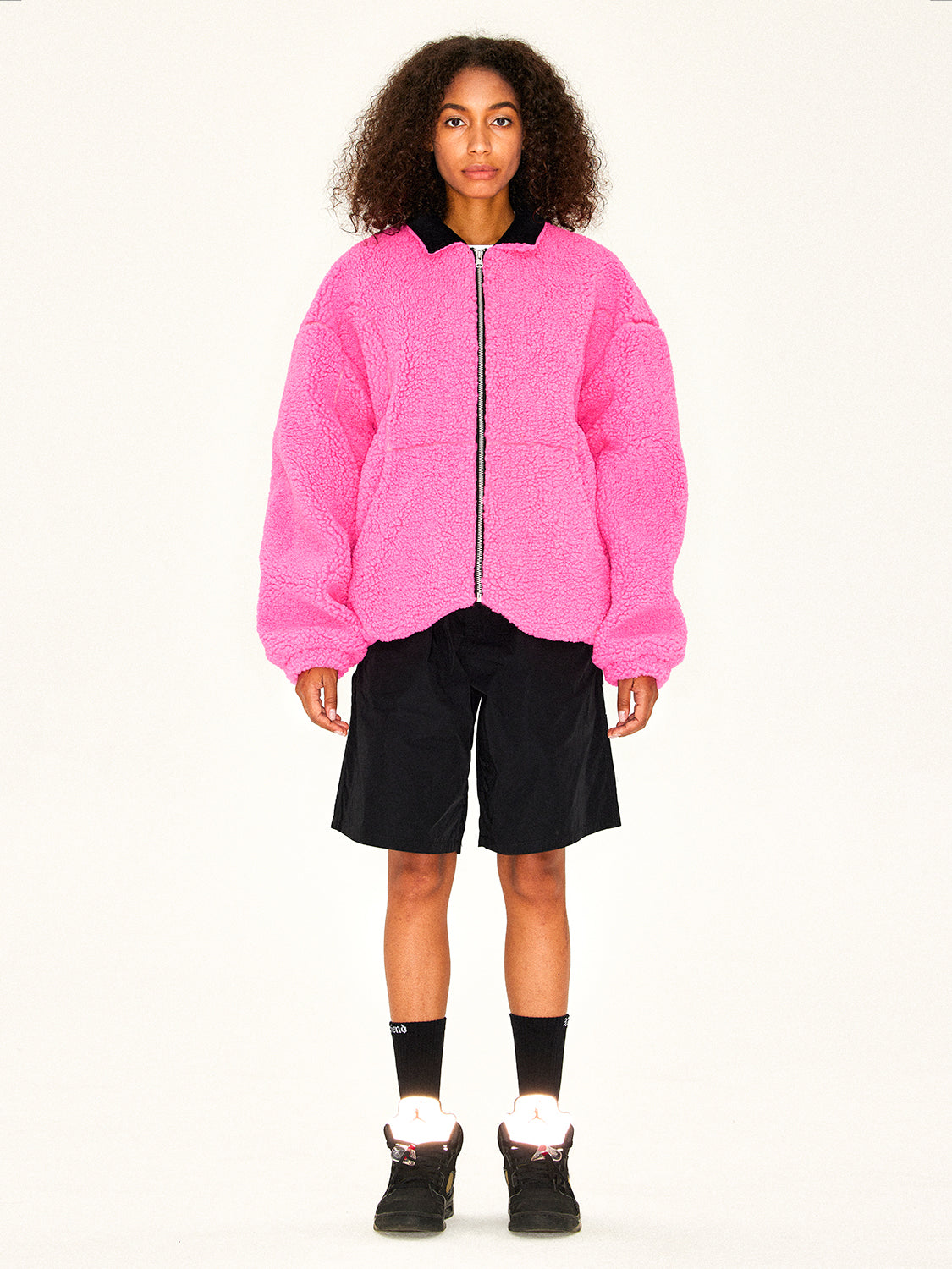 MHARF Rose Pink Zip Up Sherpa Fleece Jacket | Face 3 Face