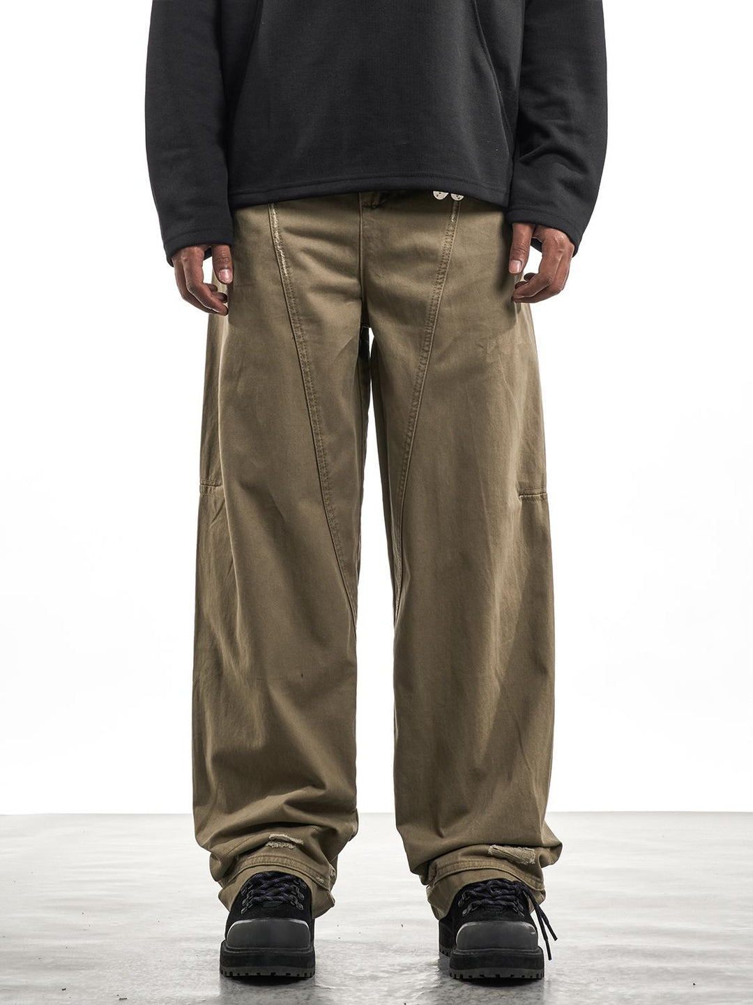 F3F Select Khaki Baggy Vertical Cut Work Pants | Face 3 Face