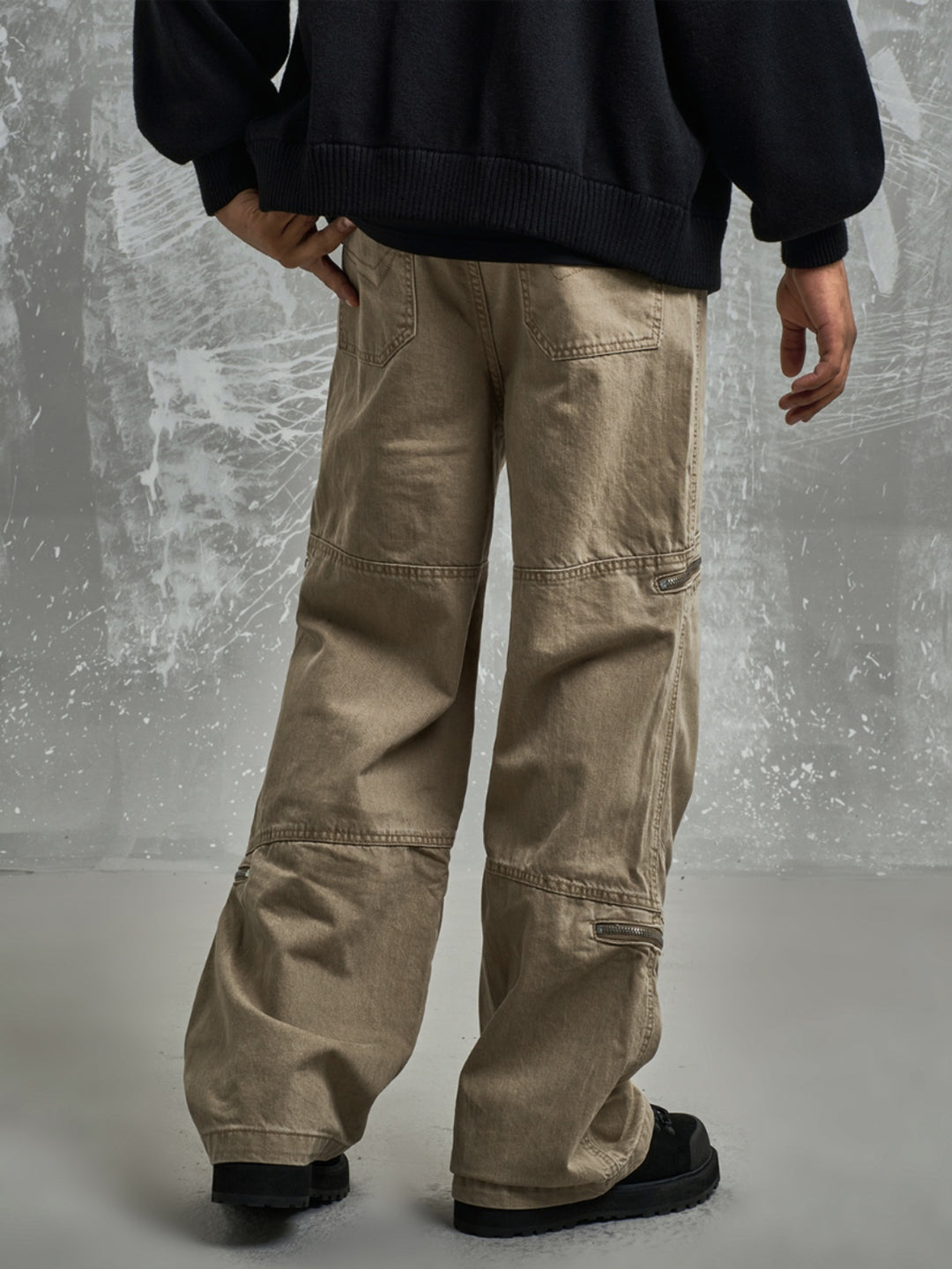 F3F Select Washed Zipper Multi Pocket Work Cargo Pants | Face 3 Face