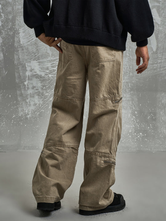 F3F Select Washed Zipper Multi Pocket Work Cargo Pants | Face 3 Face