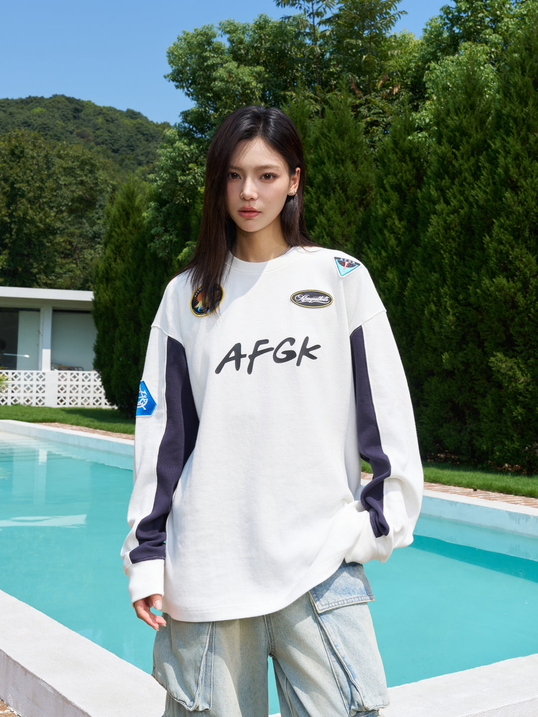 AFGK Badge Waffle Stitching Jersey Long Sleeved Tee | Face 3 Face