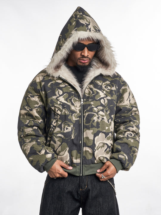 F3F Select Fur Lining Camouflage Hoodie Work Jacket | Face 3 Face