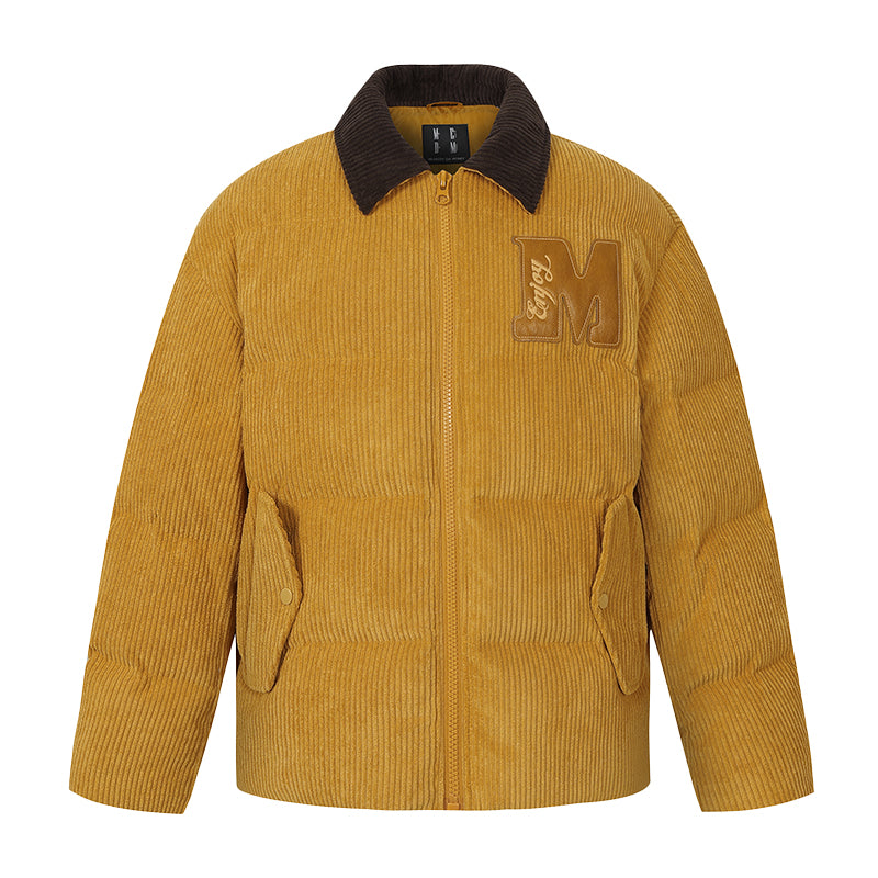 MEDM Corduroy Lapel Color Blocking Down Jacket | Face 3 Face