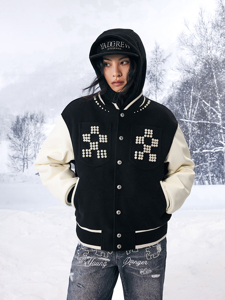 YADcrew Pearl Checkerboard Varsity Jacket | Face 3 Face