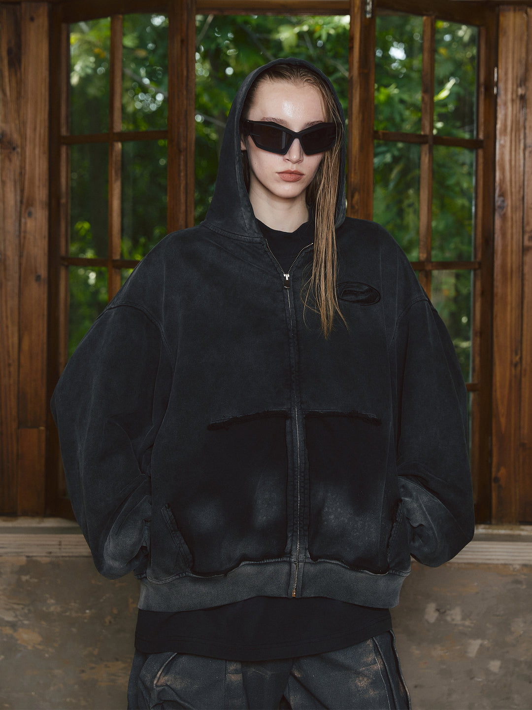 STEEPC Batik Destruction Drop Shoulder Zip Hoodie | Face 3 Face