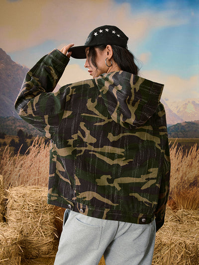 YADcrew Camouflage Scratch Hooded Jacket | Face 3 Face