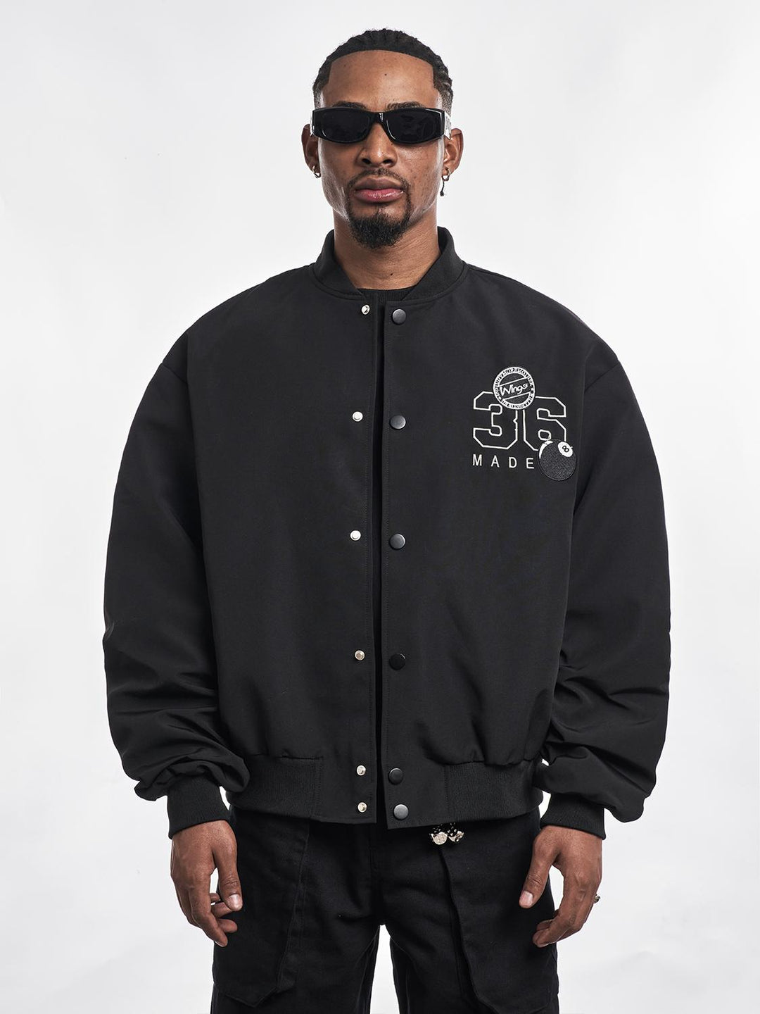 F3F Select Letter Embroidered Bomber Jacket | Face 3 Face