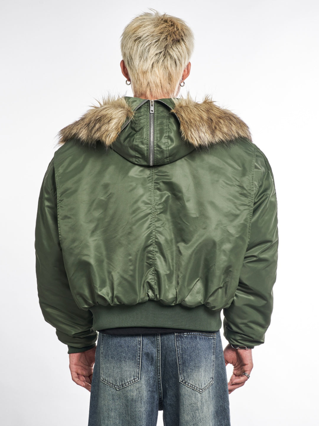 F3F Select Faux Fur Hooded MA-1 Bomber Jacket | Face 3 Face