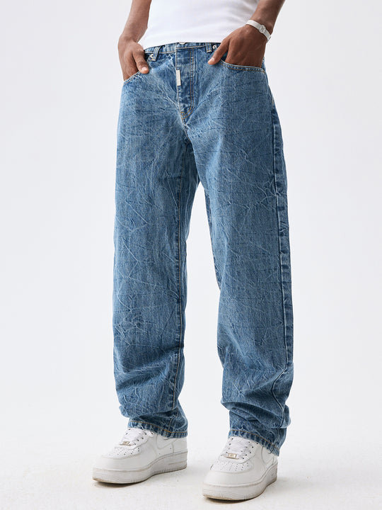 MEDM Flower Ripple Denim Jeans