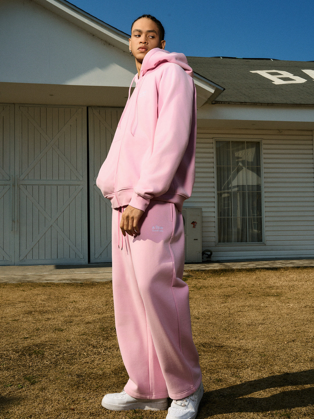 AFGK Basic Small Logo Embroidery Zipper Hoodie