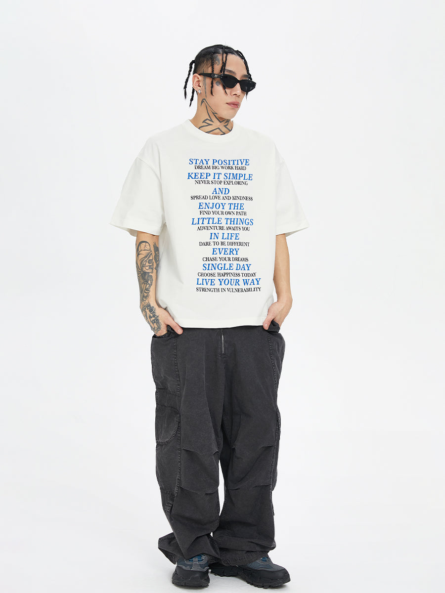 F2CE Blue Slogan Letter Print Tee