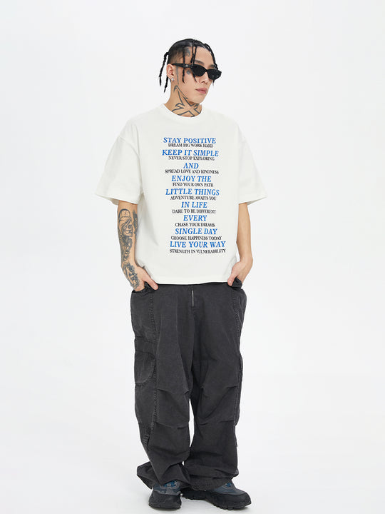 F2CE Blue Slogan Letter Print Tee
