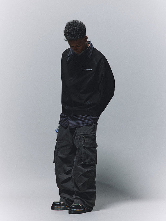 ANTIDOTE Fake Two Piece Plaid Patchwork Long Sleeve Shirt | Face 3 Face