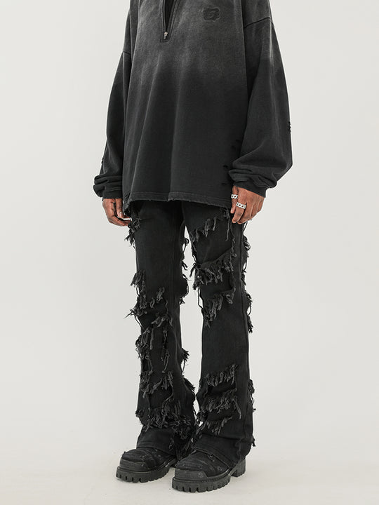 F3F Select High Street Fringe Destruction Black Micro Jeans